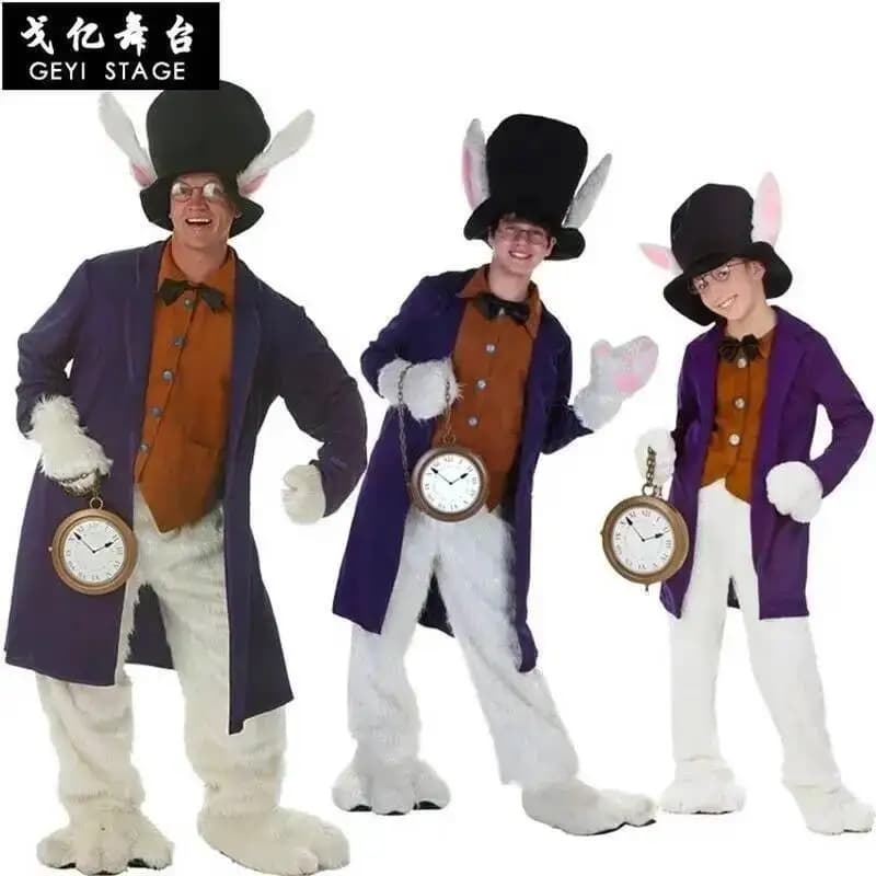 Costume Alice White Rabbit for Child, Unique Dress for Halloween Theme Country of Wonders for Men