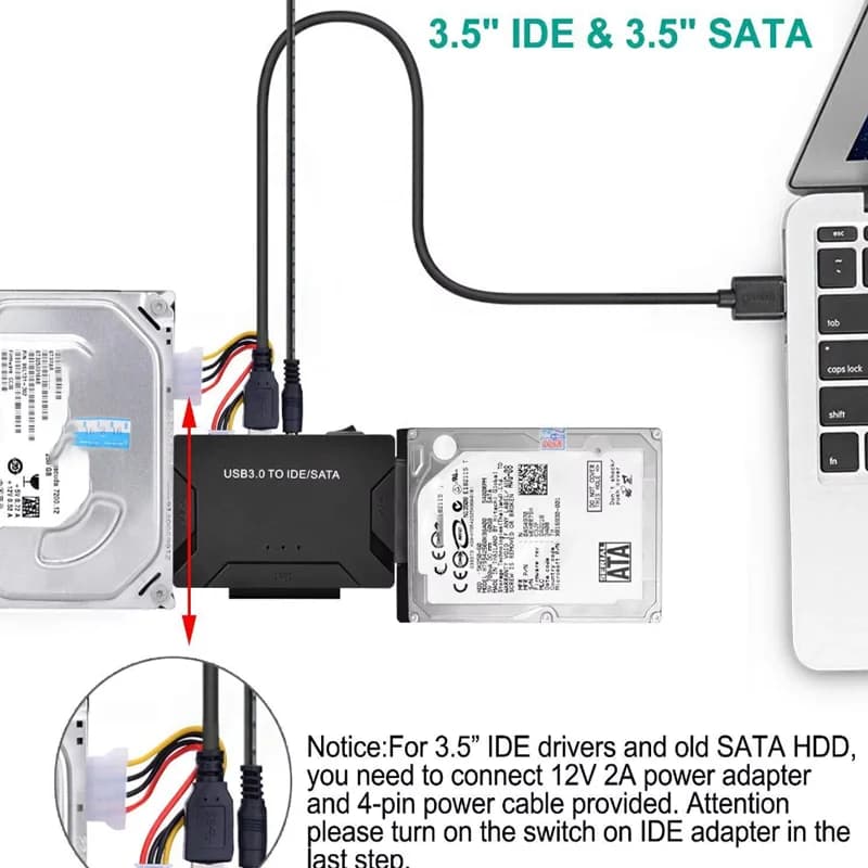Adattatore da USB 3.0 a SATA/IDE Adattatore per disco rigido IDE per supporto HDD/SSD esterno IDE e SATA universale da 2,5"/3,5" pollici 6TB
