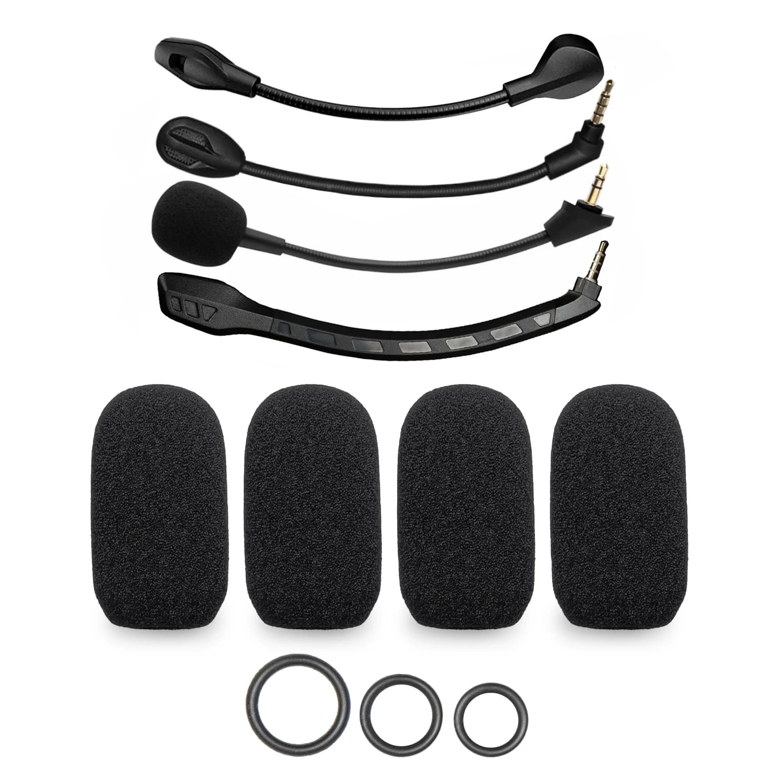 Foam cover for 4 microphones + 12 O-ring for HyperX Cloud II/Alpha/Alpha S/Mix/Core/auricle for cloud chat, windscreen pop filter