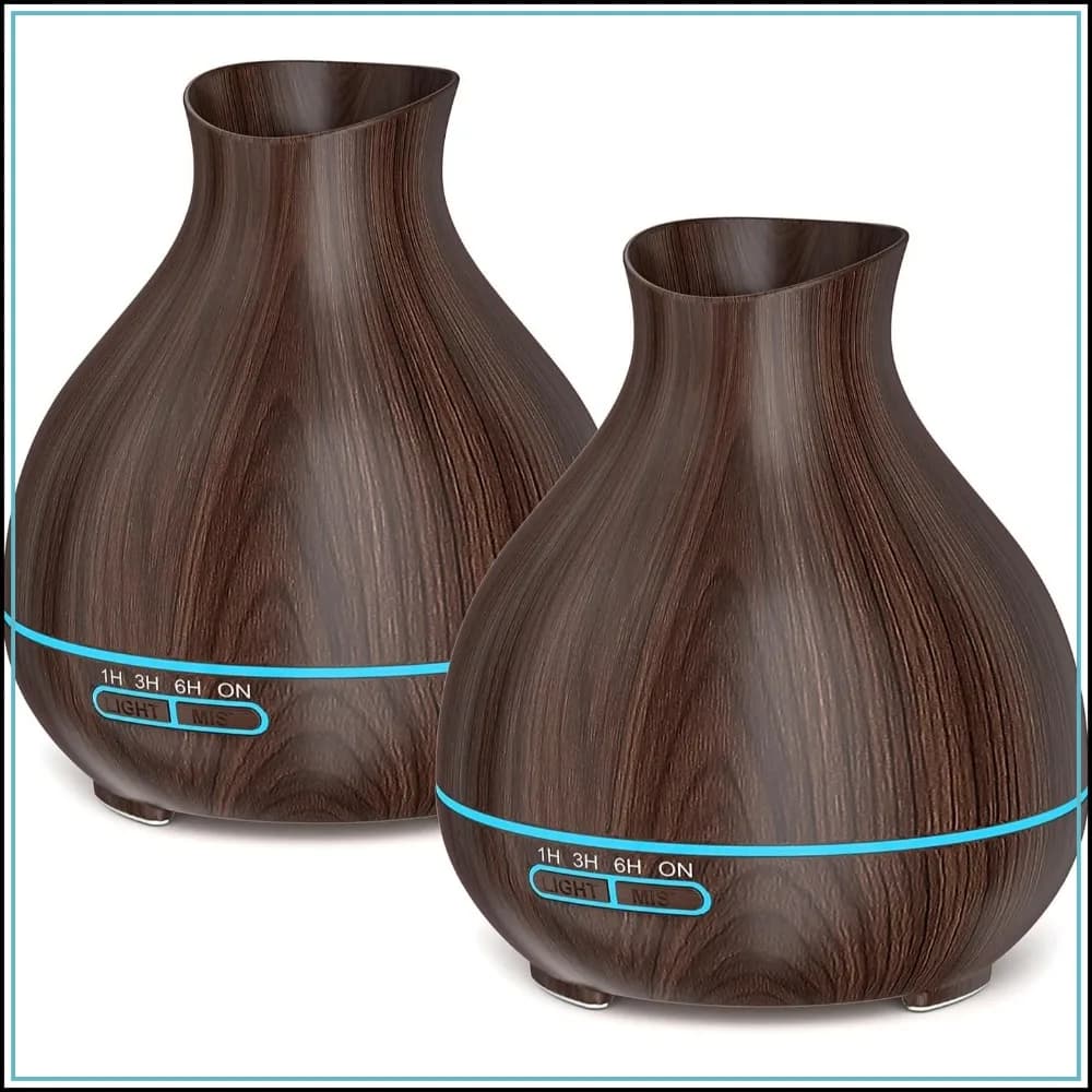 2 Pack 550ml Aromatherapy Essential Oil Diffuser, High Mist Output for Large Room, Auto-Off, 7 Color LED Lights, Ultrasonic Cool Mist Humidifier