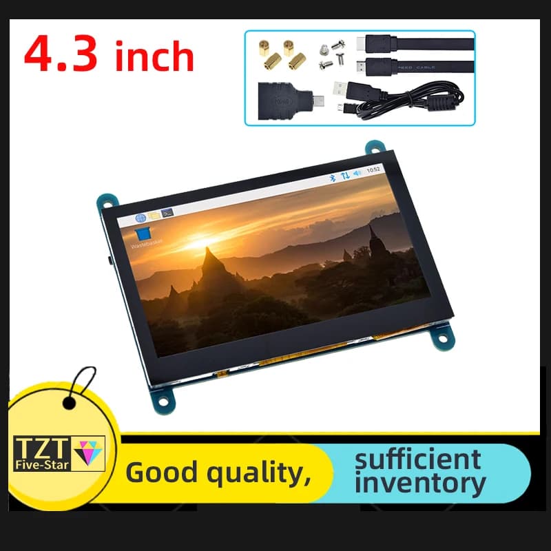 Monitor IPS Touch Screen Capacitivo da 4.3 Pollici con Controllo USB e HDMI, Risoluzione 800*480, 5 Punti di Tocco, per Raspberry Pi