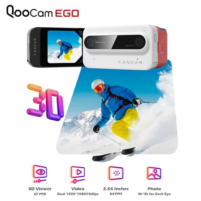 Kandao Qoocam EGO 4K Fotocamera 3D realistica Snap and View Fotocamera istantanea Punto di immersione stereo e scatto Fotocamera digitale stereo