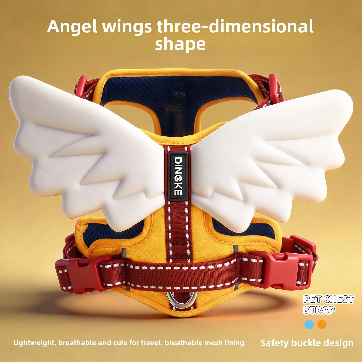 Anti-pull pet harness, escape-proof cat and dog harness with three-dimensional wings, dog leash supplies for pets
