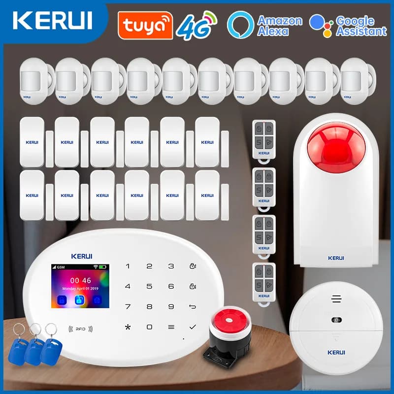 KERUI W204 4G Sistema di Allarme Domestico di Sicurezza WIFI GSM Allarme Braccio/Disarmo per la Sicurezza Domestica Tuya Smart Work Alexa Sensore di Movimento Sirena