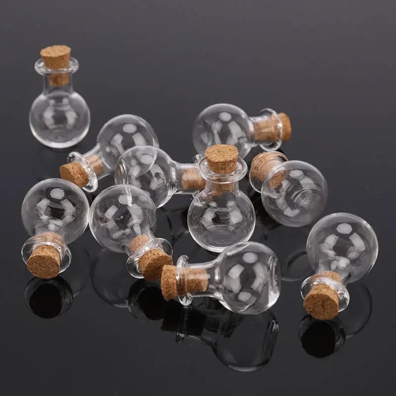 10Pcs Small Glass Bottles Miniature Potion Bottle Mini Cork Glass Vials Wedding