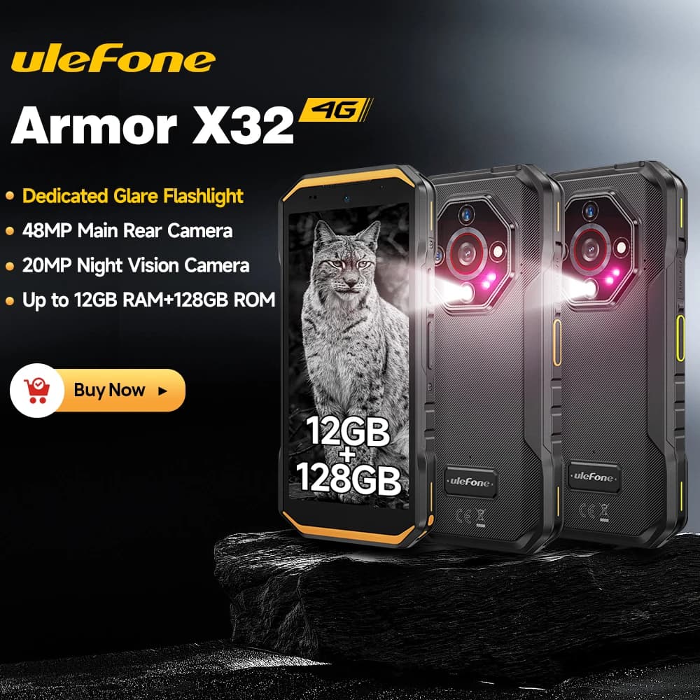 【2025 Nuovo】Ulefone Armor X32 4G Telefono robusto Smartphone Android 14 Impermeabile fino a 12 GB di RAM 128 GB di ROM NFC Visione notturna