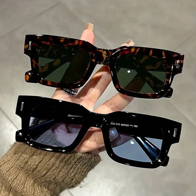 Occhiali da Sole Rettangolari di Lusso per Donna e Uomo, Marca di Moda, Design Casual, Occhiali da Sole in Plastica per Esterni
