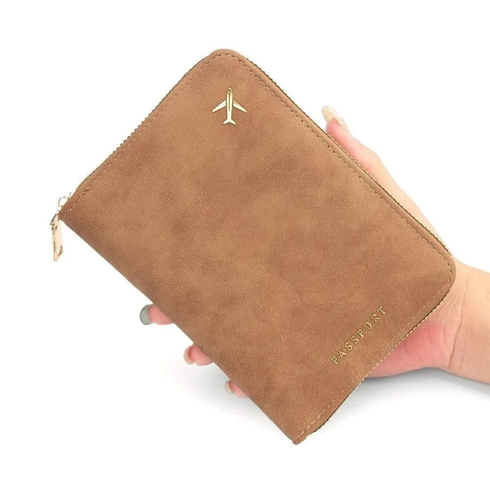 With Zipper RFID Passport Cover Anti-Theft Thickened Travel Organizer Leather Multi-Functional Card Holder Wallet