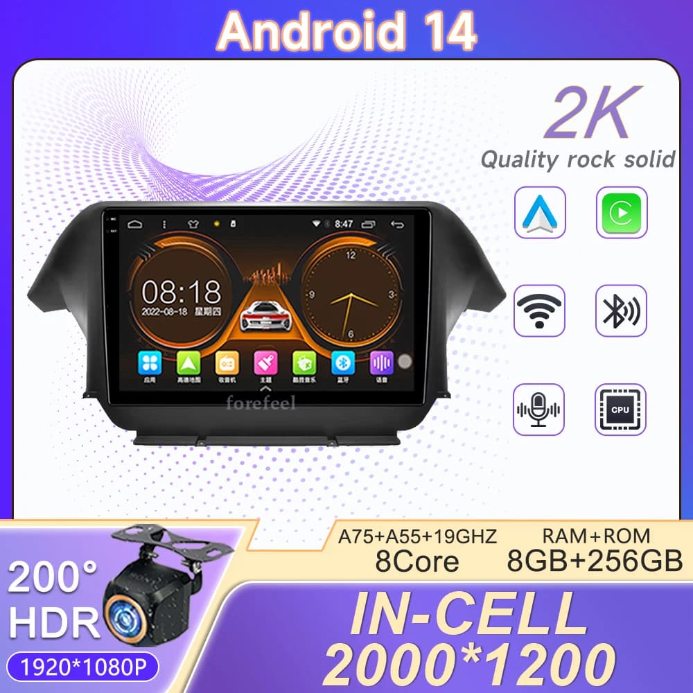 Schermo Incell 2K Android 14 per Honda Odyssey Radio 2009-2014 navigazione GPS Video Carplay Radio Bluetooth DSP BT WIFI Monitor