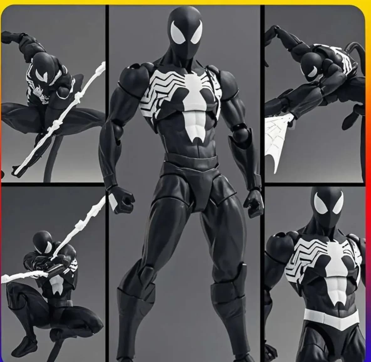 MESS TOYS 16 cm The nearby black symbiotic Spider-Man Black Venom Suit Action Figures Joint Collect ornaments for the desktop Boy's Gift