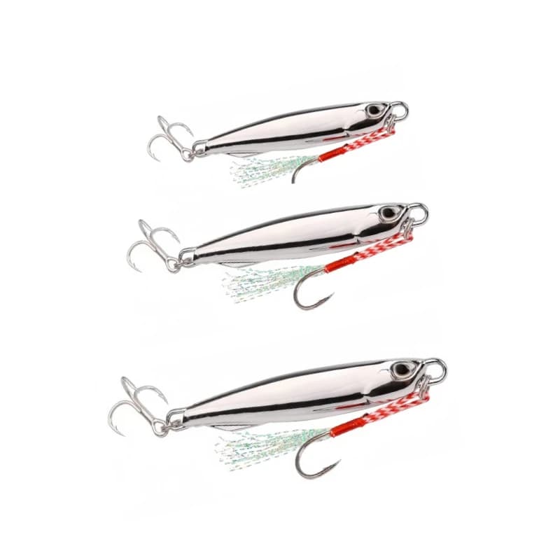 Set di esche flash con superficie a specchio per lancio lontano con piastra in ferro elettrolitico a doppio gancio per la pesca di spigole in acqua dolce e in mare
