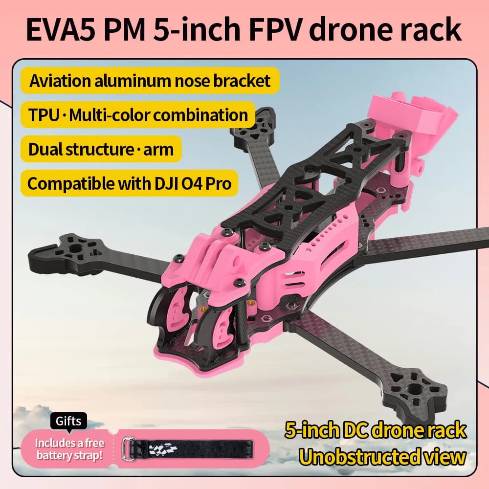 Telaio per drone FPV Freestyle EVA5 PM DIY da 5 pollici in carbonio brasato e lega di alluminio DC/XH compatibile con DJI O3 O4
