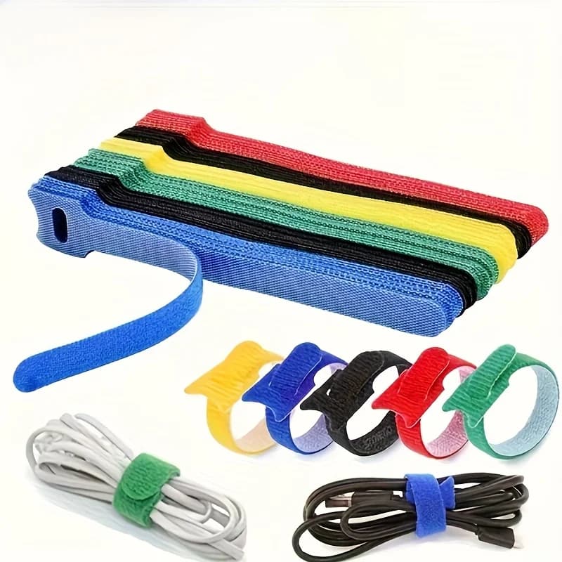 Fascette per cavi in plastica riutilizzabili autoadesive da 100 pezzi Fascette per cavi durevoli multicolori Fascette per la gestione dei cavi del router del computer