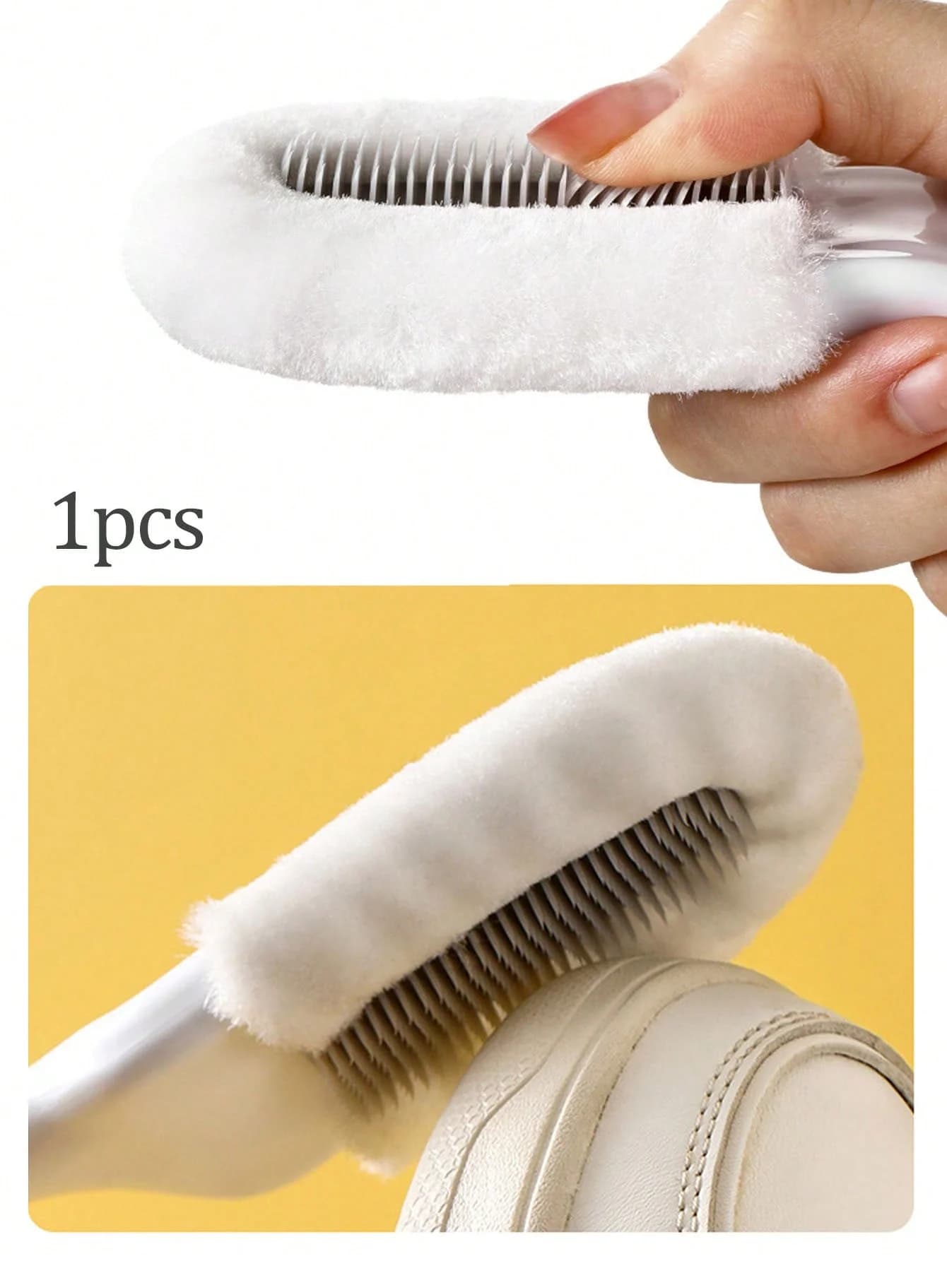 1 spazzola per scarpe professionale per pulizia, spazzola per scarpe con manico lungo, spazzola per pulizia scarpe con setole morbide appendibili (bianco)