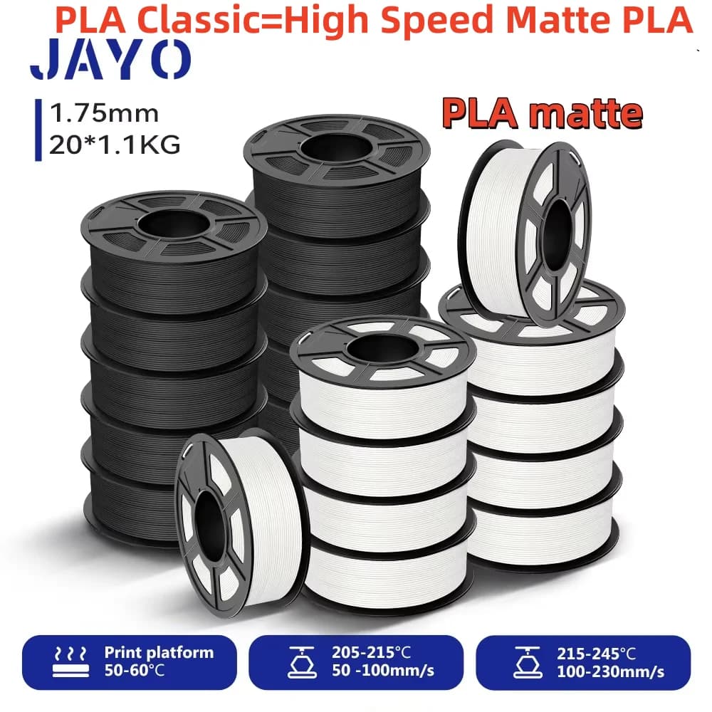 JAYO 20 Rolls 3D Printer Filament PLA matte/High speed PLA matte 1,75 mm PLA ordered with matt finish 3D printer print