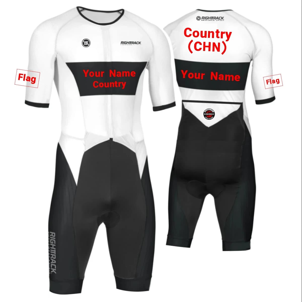 Custom Names Flags RIGHTTRACK Trisuit Men's Triathlon Jumpsuit Summer Swimming Cycling Race Clothing Competition