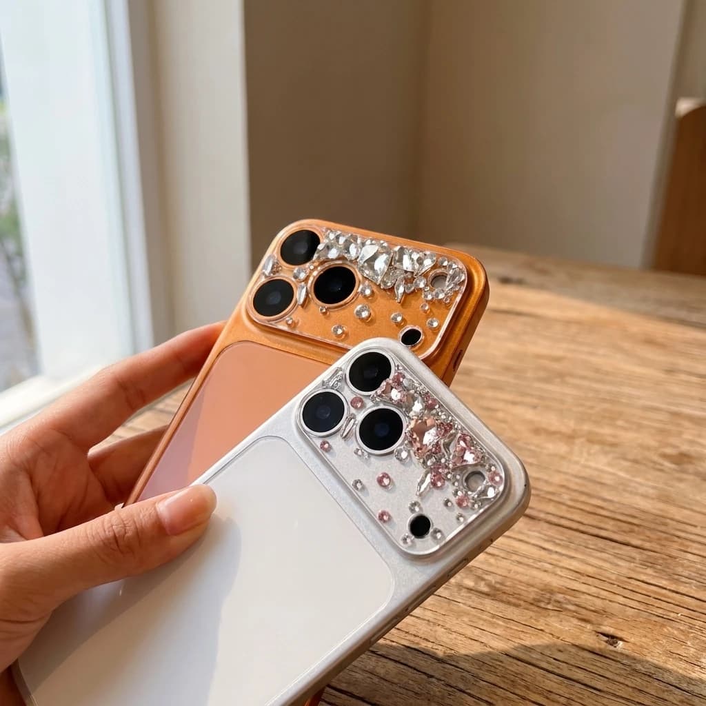 Sparkle Crystal Heart Diamond Camera Lens Protector For iPhone 18 Pro Max 17 Pro 9H Tempered Glass Aviation Aluminum Ring Covers