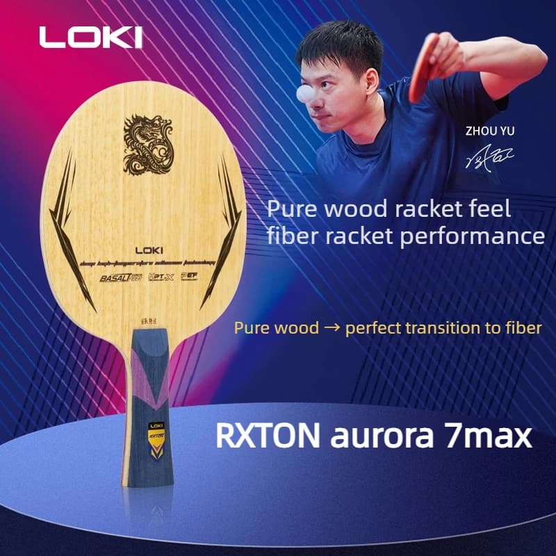 LOKI RXTON Aurora 7max Province Table Tennis Blade 5 Wood + 2 External Basalt Fiber Ping Pong Racket for Arc & Fast Attack
