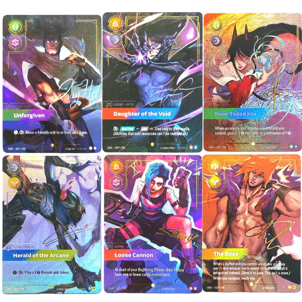 Collezione di Carte Autografate Proxy Riftbound League of Legends Origins Trading Card Game OGN Kai'Sa Ahri Jinx Sett Yasuo Teemo TCG