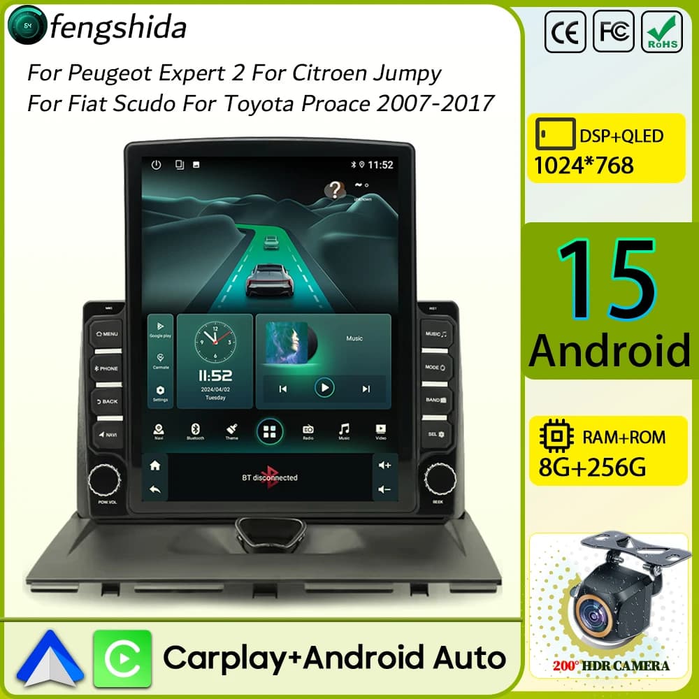 Autoradio Carplay Per Peugeot Expert 2 Per Citroen Jumpy Per Fiat Scudo Per Toyota Proace 2007-2017 Navigazione GPS No 2din 4G BT