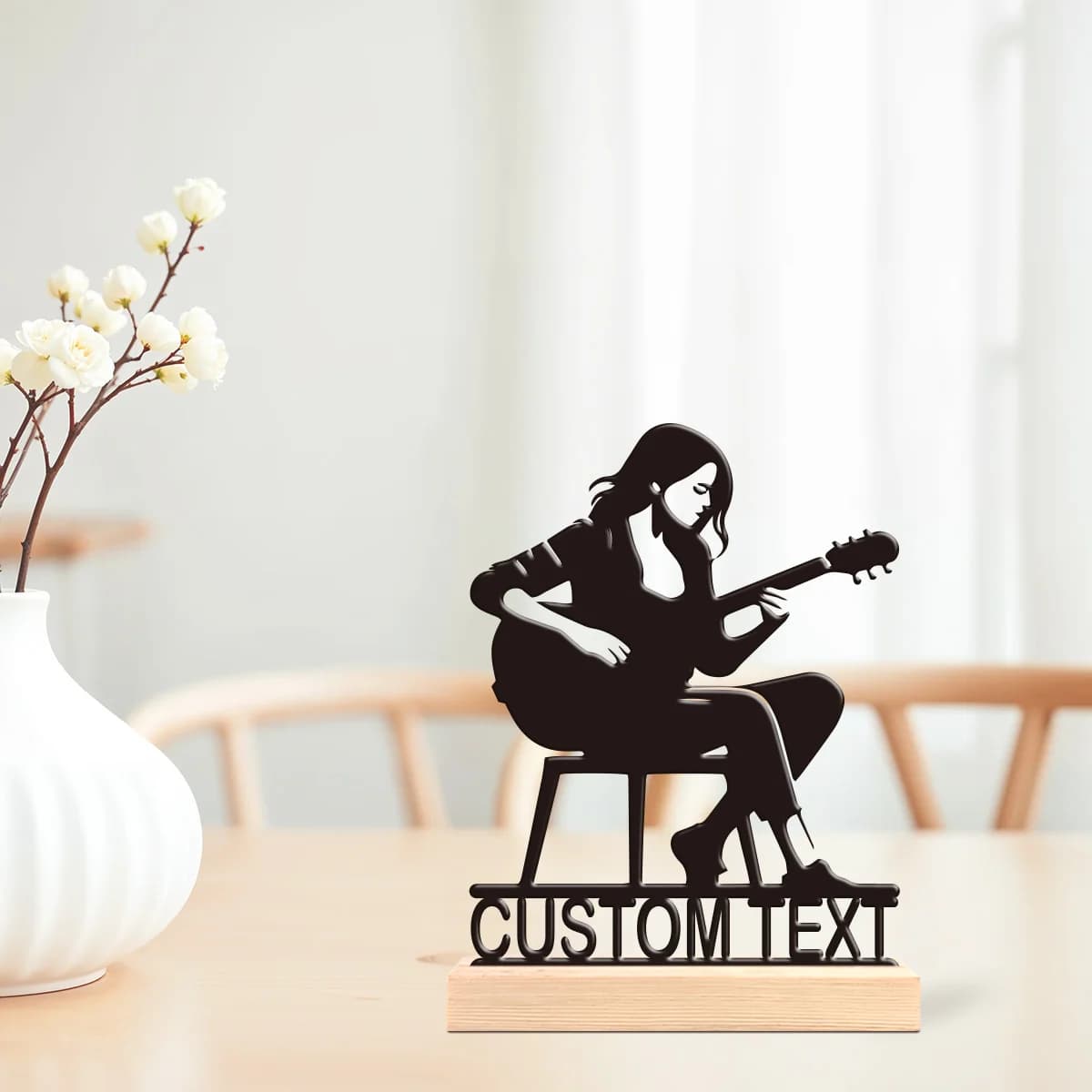 1pc Personalized Metal Artwork Customizable Name With Wooden Base Decorative Gifts, Metal Statue Ornaments