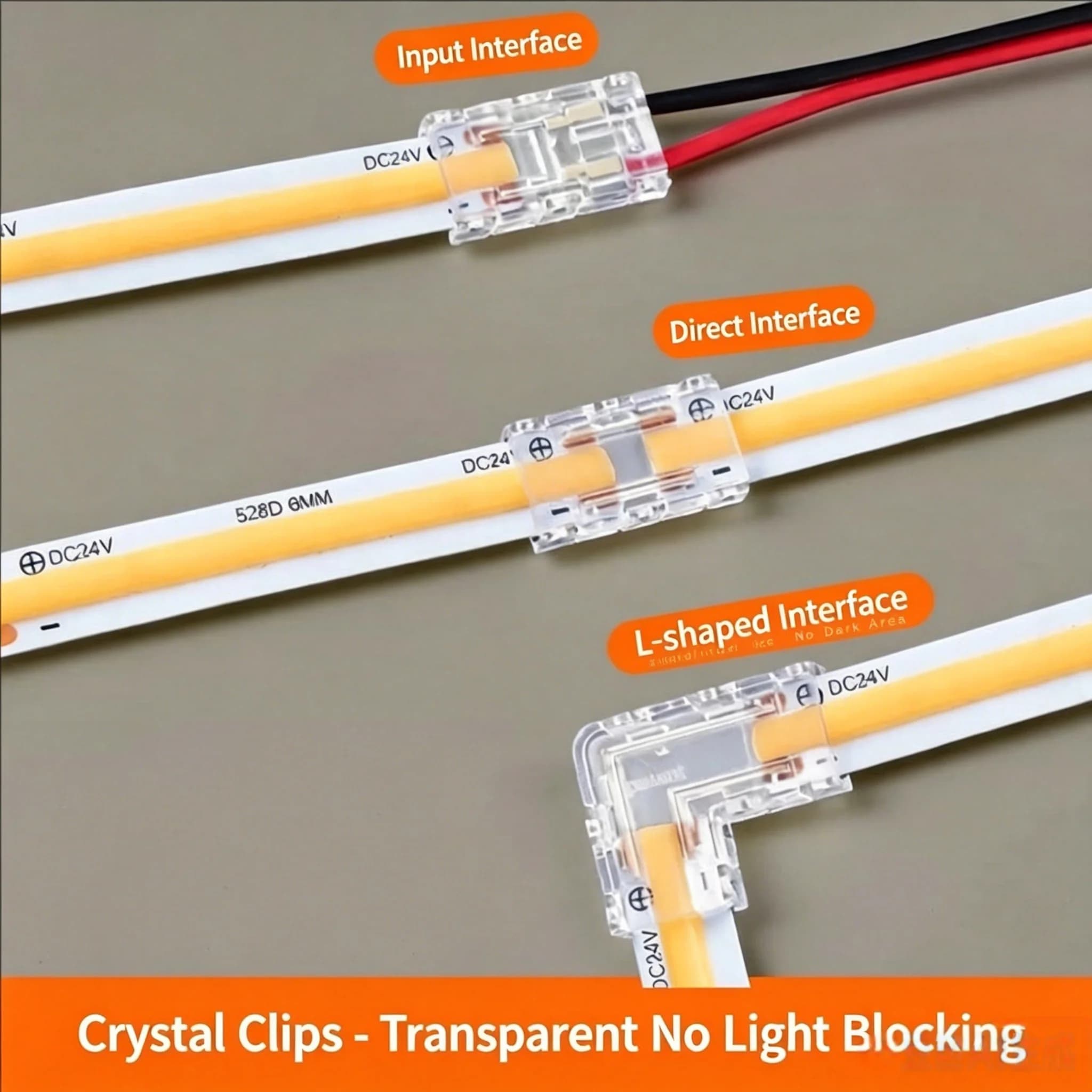 Hand Pressed Solder Free Easy to Install 2/3/4 Pin LED Light Strip Connector, Suitable for 5/8/10mm COB Light Strips
