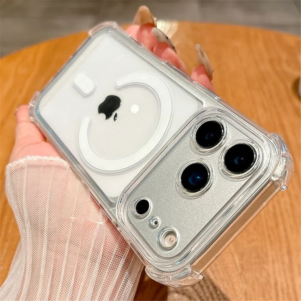 Luxury Magnetic Wireless Charge For Magsafe Case for iPhone 17 16 15 14 13 12 11 Pro Max Plus Shockproof Transparent Back Cover