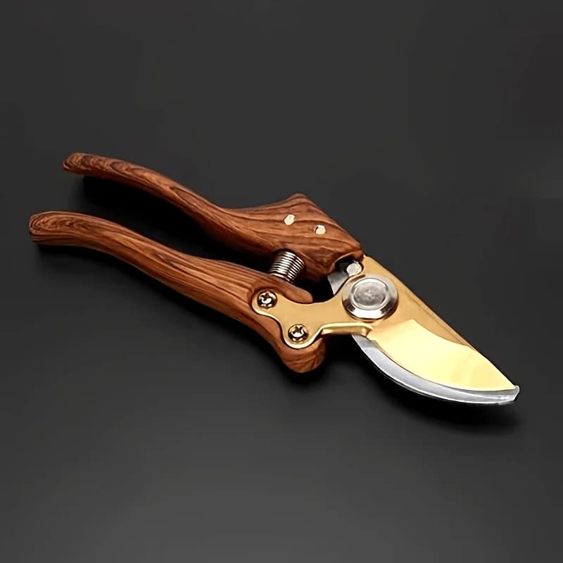1pc Ergonomic SK5 Steel Garden Pruning Shears with Dual-Tone Blade & Wood Grain Handle - Modern, Heavy-Duty Handheld Shears