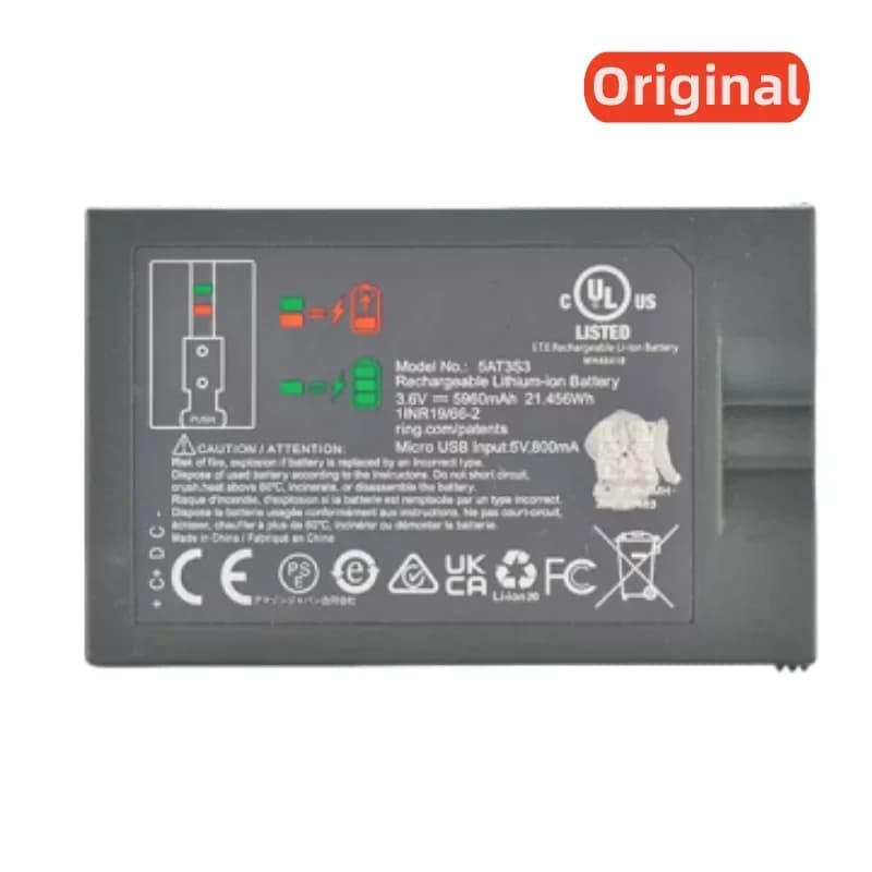 100% originale 3.6V 5960mAh per Ring 5AT3S3 Videocitofono Campanello 2 3 Faretto Cam Videocitofono Batteria ricaricabile
