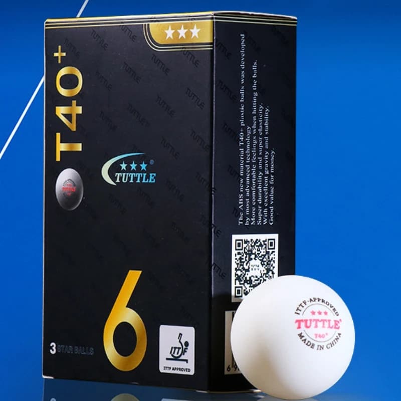 TUTTLE Nuovo Materiale Palline da Ping Pong in Plastica ABS T40 + Palline da Ping Pong a 3 Stelle Approvate ITTF per Allenamento Professionale 6 PZ/SCATOLA
