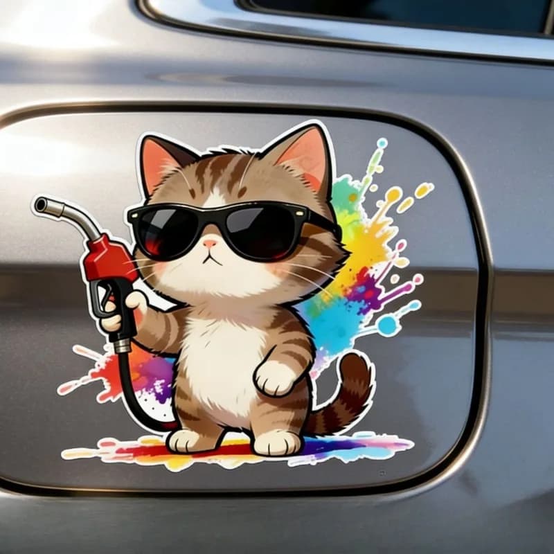 Cool Sunglasses Cat Waterproof Vinyl Sticker Decal For Car Fuel Tank Cap Motorcycle Lovely Pet Personality DIY Exterior Decor