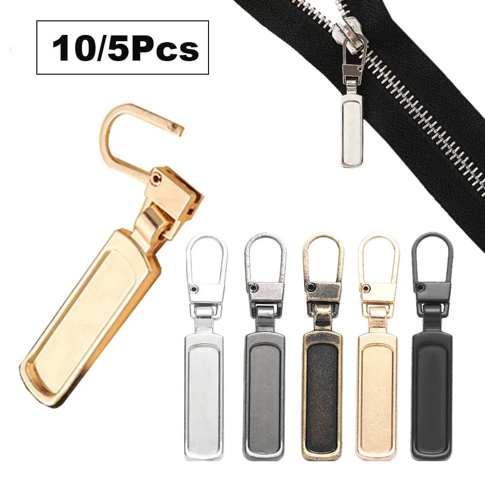 10/5 pezzi linguetta di ricambio per estrattore cerniera in metallo staccabile, kit di riparazione testa cursore cerniera per giacca abbigliamento, accessori per cucire fai da te
