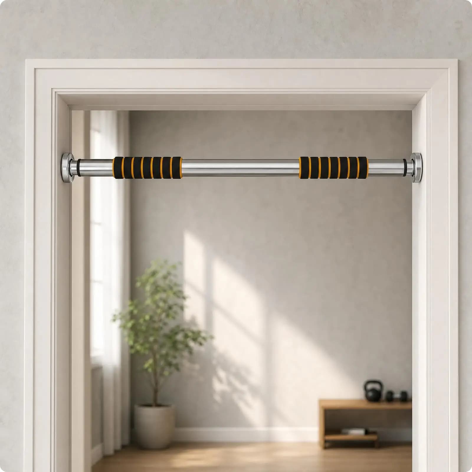 Portable Door Frame Chin Up Bar Home Gym Steel Pull Up Bar Adjustable Width No Screw Bodyweight Trainer