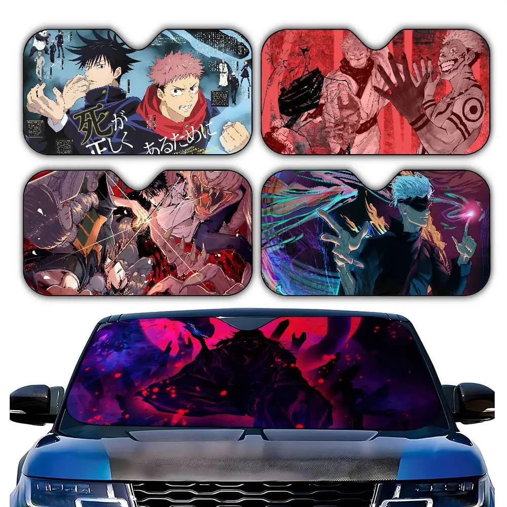 Anime Jujutsu Kaisen Parasole per auto Parabrezza leggero per auto Coperture per visiera parasole pieghevoli universali