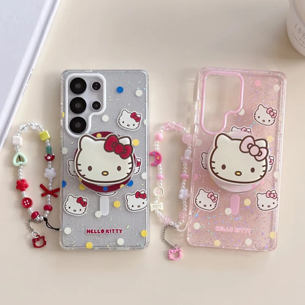 Magnetic Phone Case with Colorful Glitter and Corrugated Points for Samsung Galaxy S23 Ultra S24 S25 FE S26 Plus Ultra, Rigida Cover