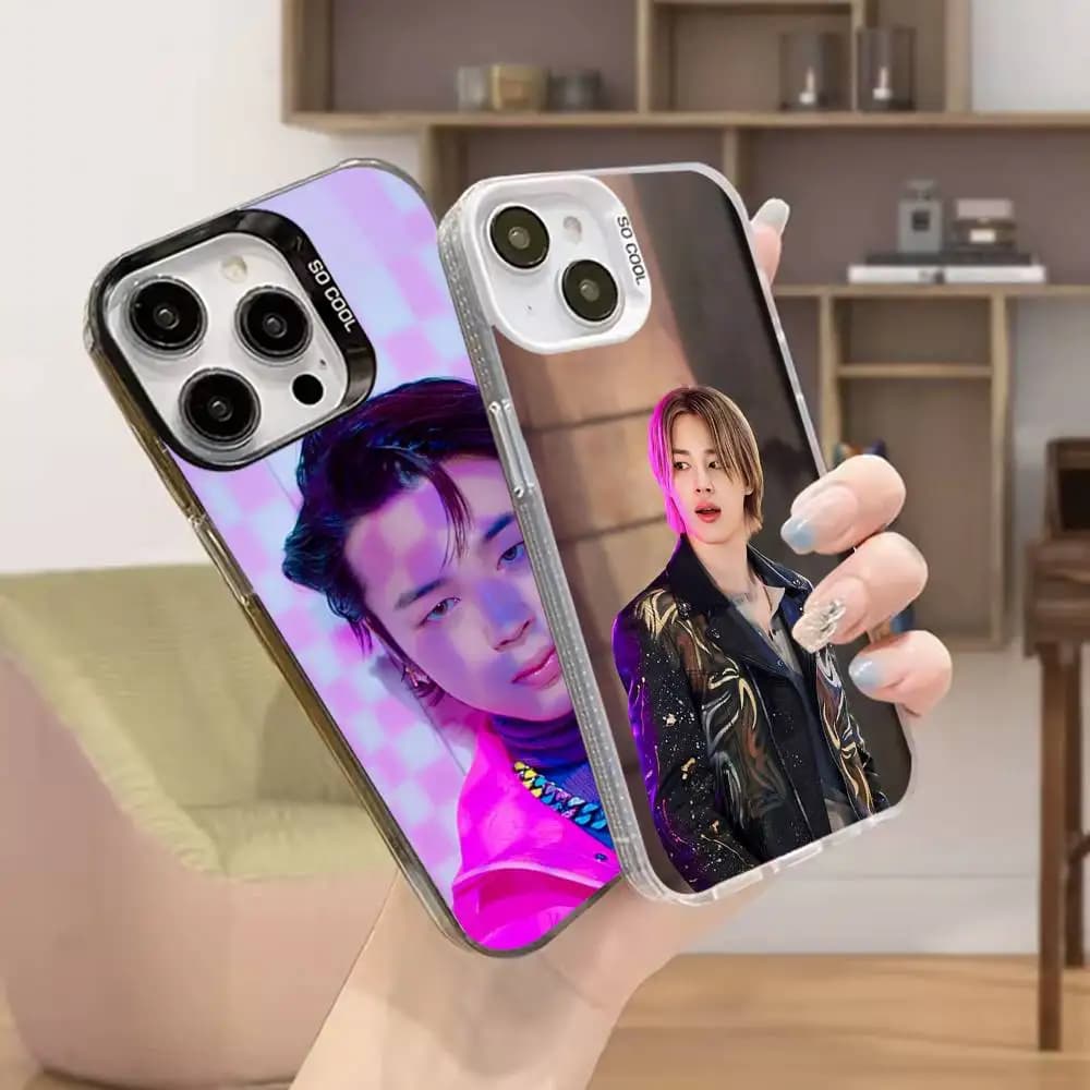 Custodia per telefono J-JIMINS K-pop cantante per iPhone 16,15,14,13,12,11, Mini,Pro,MAX Cover antiurto nera opaca