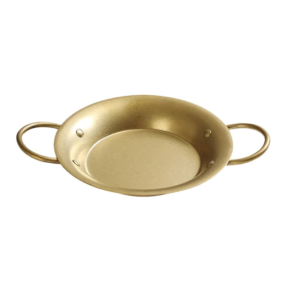 Padella Spagnola per Paella in Acciaio Inox 28Cm con Doppio Manico, Pentola Rotonda per Cuocere, Stufare, Servire, Cuocere a Vapore e Friggere