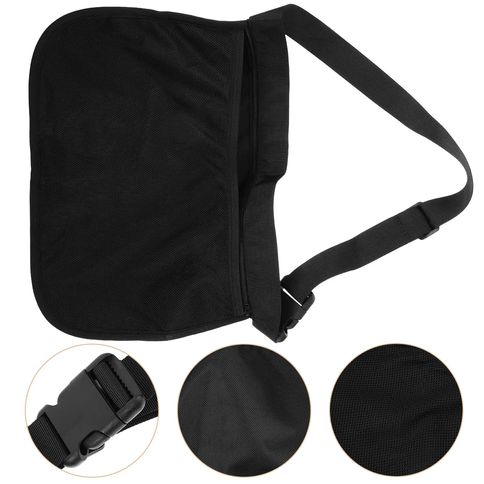 Borsa portaoggetti da tennis multiuso in rete con chiusura a cerniera scorrevole e cintura per palline da tennis, golf, baseball, badminton