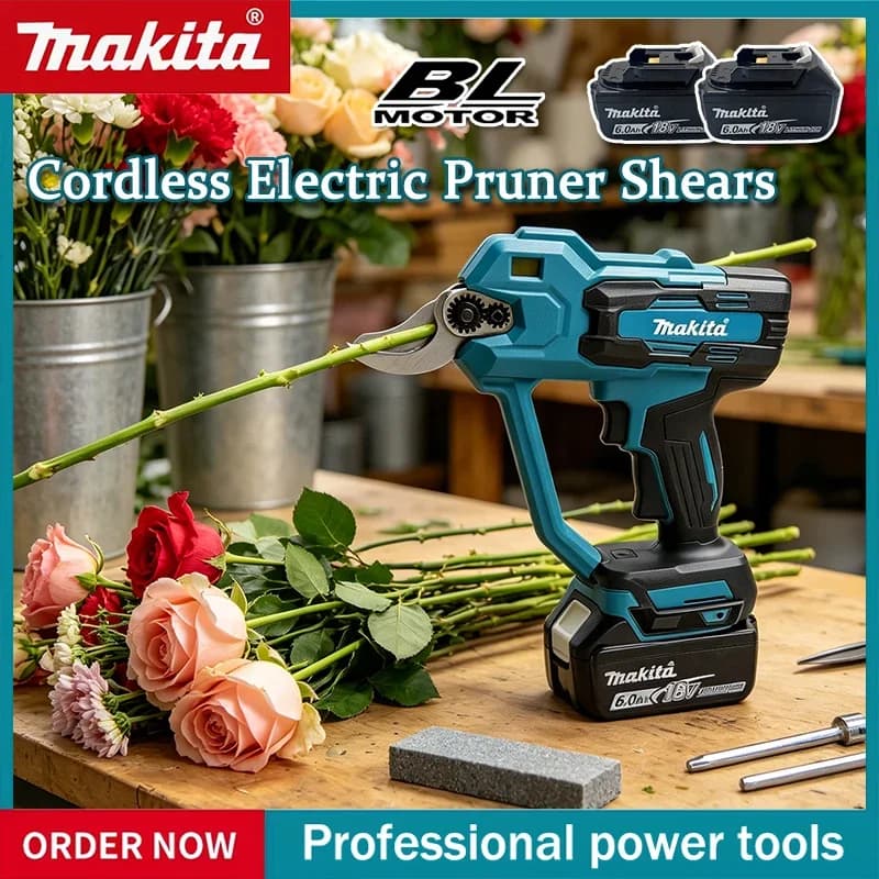 Forbici Elettriche a Batteria Makita, Cesoie Elettriche Brushless per Potatura Alberi e Bonsai, Utensile Elettrico Compatibile con Batteria Makita 18V