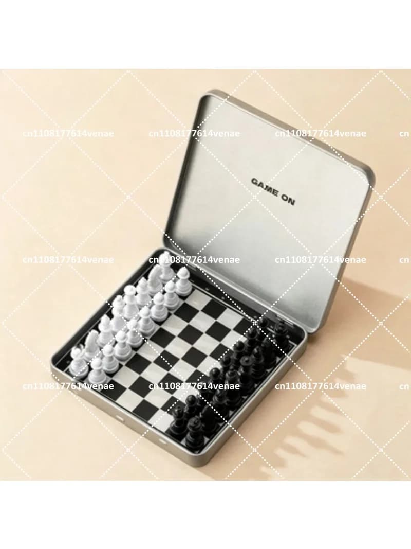 Magnetic Chess Set for Kids - Portable Travel Chess Board with Tin Box, Folding Design, Statue Chess Pieces