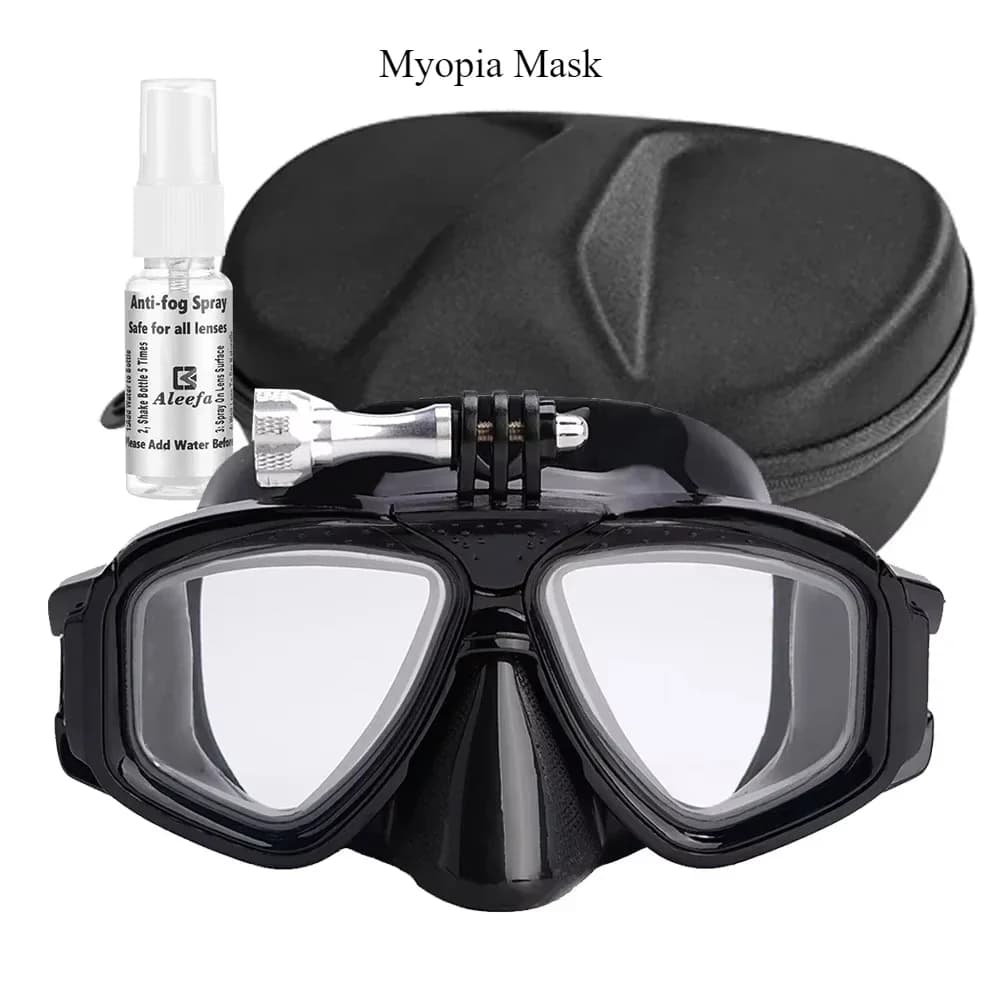 Maschera per immersioni subacquee con lenti temperate per montaggio su fotocamera, occhiali da nuoto per immersione, elastico elastico, confezione regalo