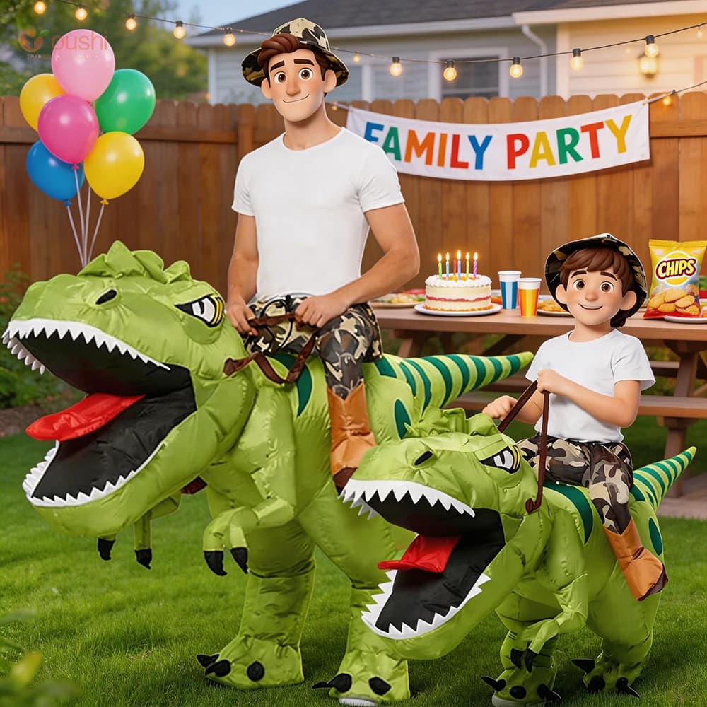 Costume Gonfiabile da Dinosauro T-Rex per Adulti, Divertente Vestito Gonfiabile per Feste di Halloween, Carnevale, Cosplay e Travestimenti