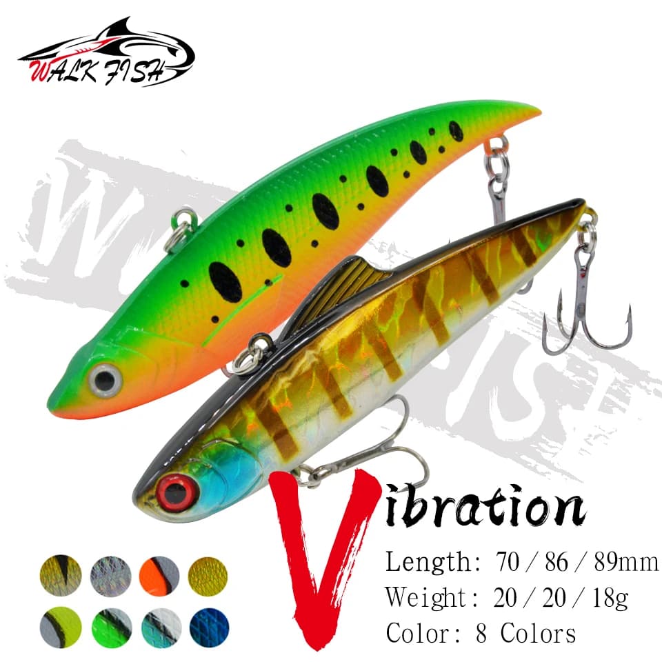 WALK FISH VIB Sinking Fishing Lure 18g 20g Hard Solid Wobbler plastica vibrazione trota Bass Pike artificiale Winter Ice Bait