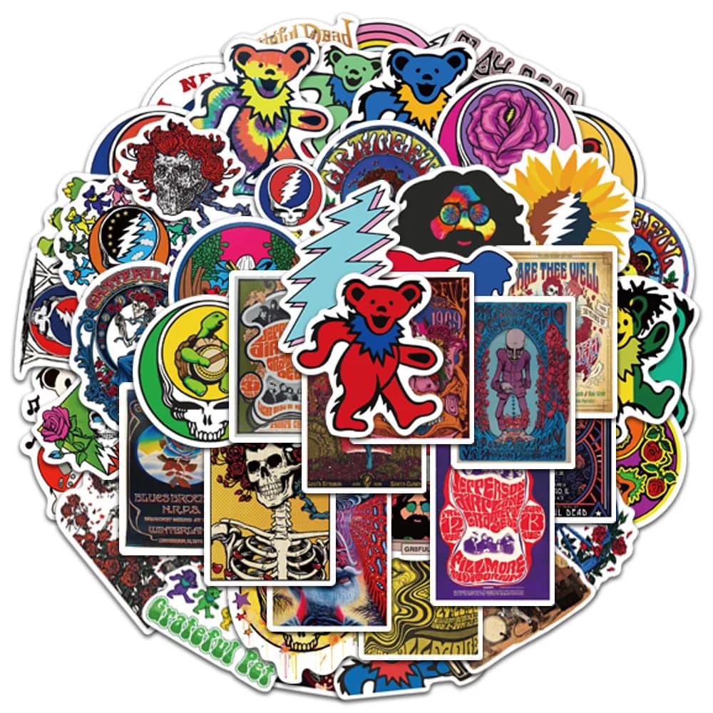 50 pezzi creativi Grateful Dead simpatici graffiti adesivi decorativi custodie per cellulari adesivi impermeabili fai da te
