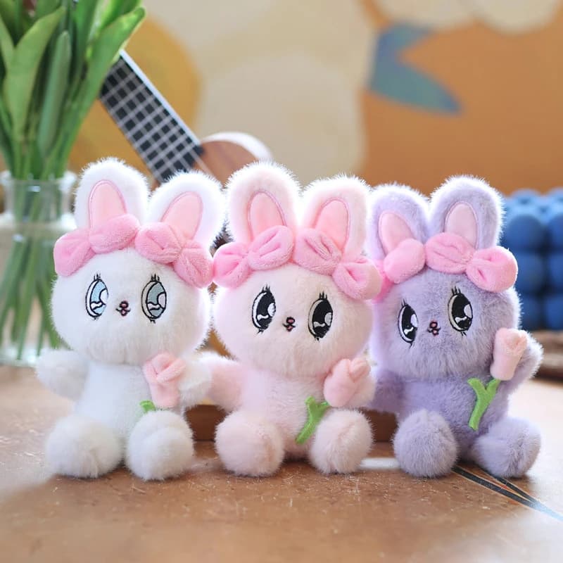 Morbido animale peluche coniglio portachiavi carino bambola di pezza giocattolo Ester Bunny portachiavi ciondolo borsa adorabile regalo di compleanno per ragazza per bambini