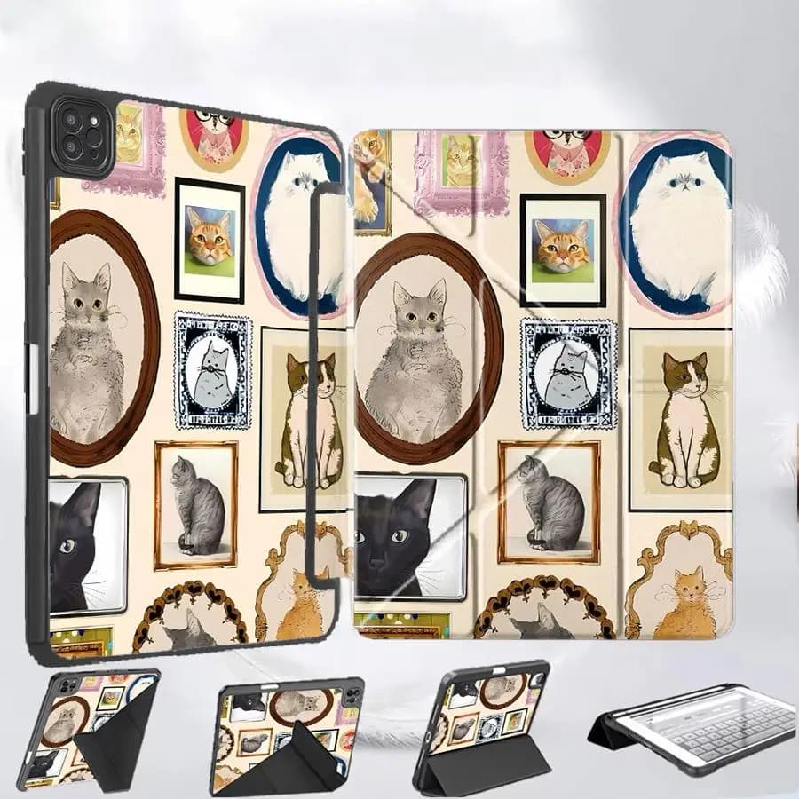 Custodia Protettiva per Tablet iPad Air 4 5 M3 M2 M4 11 pollici Mini 6 7 Pro 11a 10a 9a 8a 7a 12.9 pollici Pro 2025 con Gatto Cartone Animato Carino