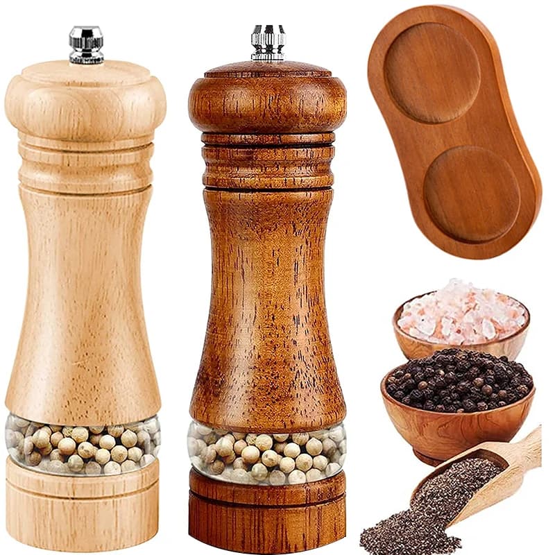 Macinapepe manuale Macina sale e pepe in legno Strumento multiuso per spezie Macina spezie in legno massello per la cucina domestica