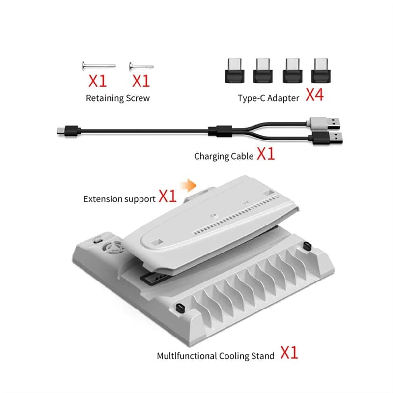 FORW-Dock di raffreddamento multifunzionale per console P5 Docking station universale con maniglia di archiviazione a disco per PS5 PRO/PS5 Slim