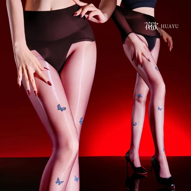 Men's and women's Aurora Butterfly Shimmer Glossy Seamless Ultra-Thin 640-Needle High-Density Delicate Sexy Stockings