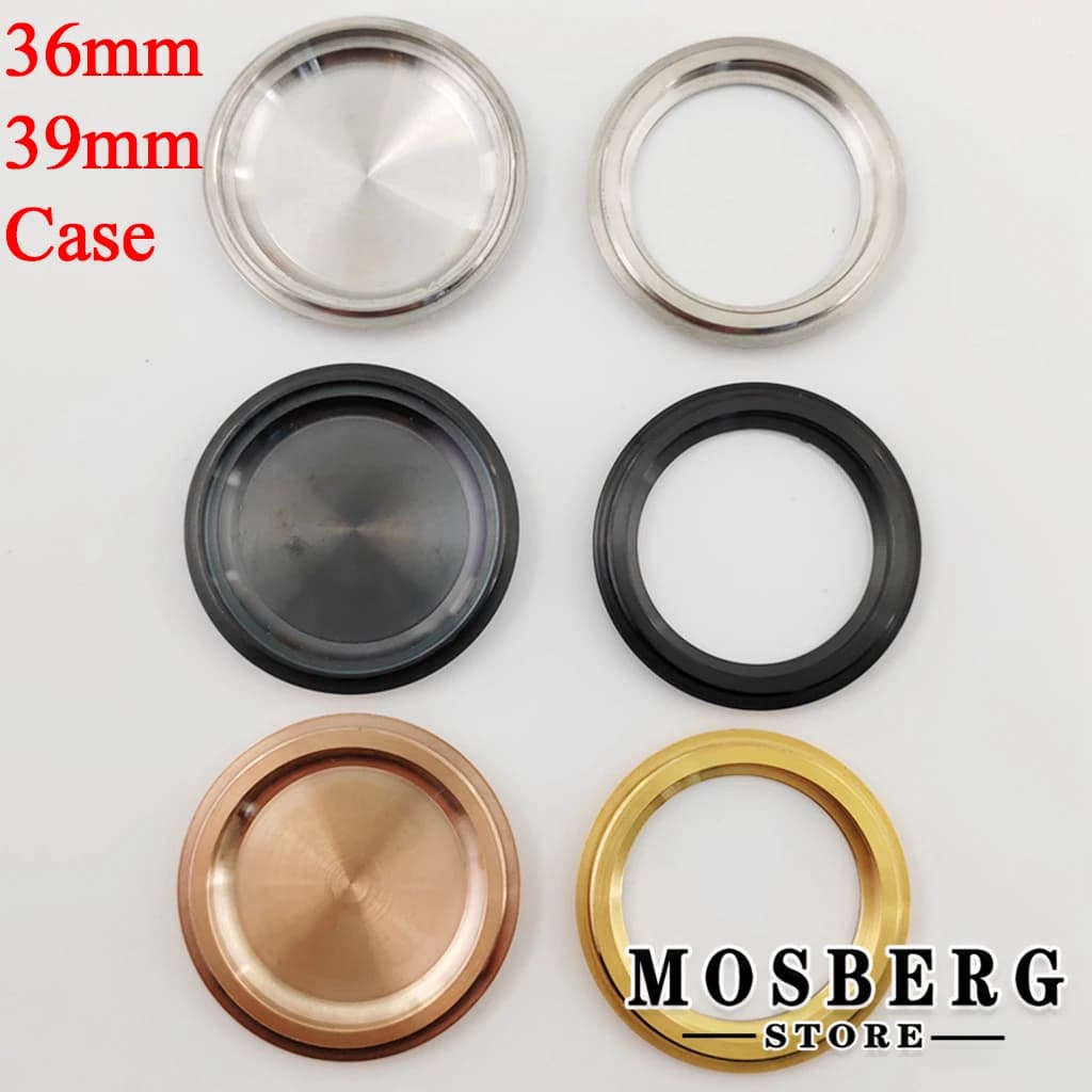 36mm 39mm Watch Case Bottom Cover Solid Stainless Steel Glass Bottom Cover Rose Gold